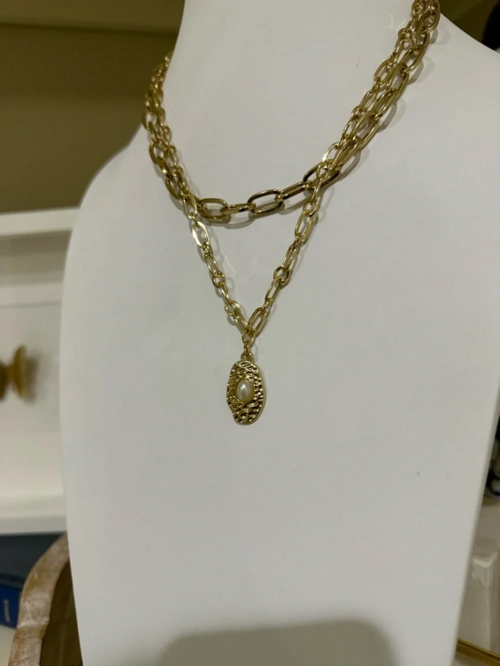 Set of 2 Separate Gold Tone Paperclip Chain Necklaces